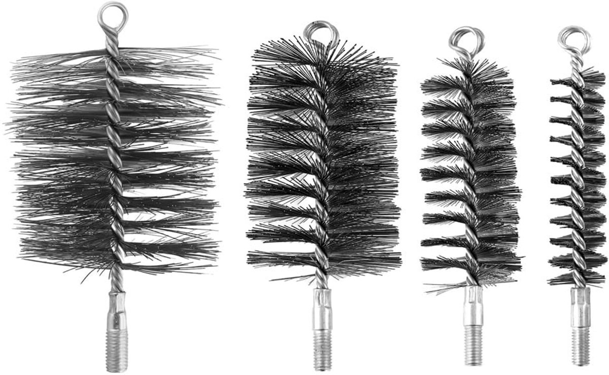 Dailygoods - Dailygoody - Set van 4 Stookpijpborstels - Staal Draad 30/50/80/100mm - Kachel Schoonmaakborstel