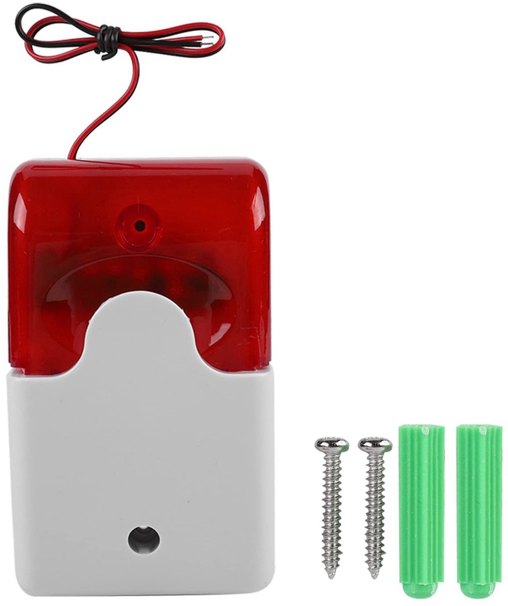 Dailygoods - Dailygoody - 12V bedrade strobe sirene - Geluidsalarm - Knipperend rood licht - 110 DB - Veiligheidsalarm - Geschikt voor thuisgebruik - Rood