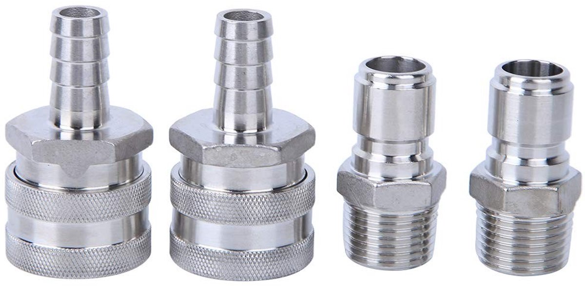 Dailygoods - Dailygoody - Draad Snelkoppeling - Bierbrouwen Connector - Roestvrij Staal - G1/2 Inch - Geschikt voor Biervaten - Extra Afdichting O-ring