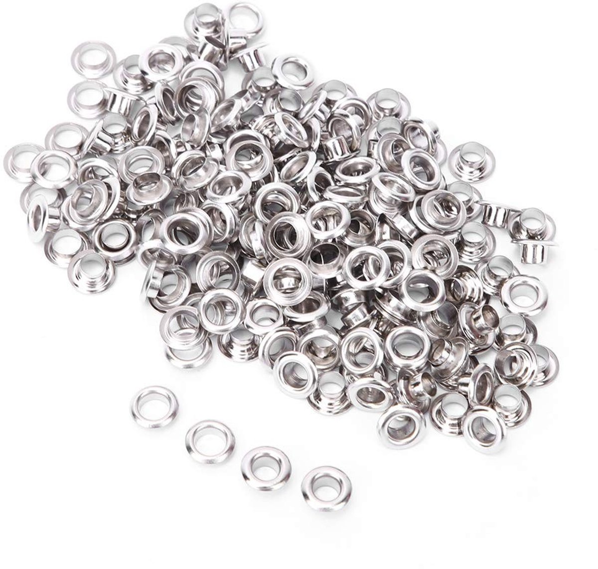 Dailygoods - Dailygoody - Oogjes Set 100 Stuks - Dubbelzijdig met Pakking - 5mm - Zilver - Handwerk en Kleding - Perfect voor Creatieve Projecten - Geschikt voor T