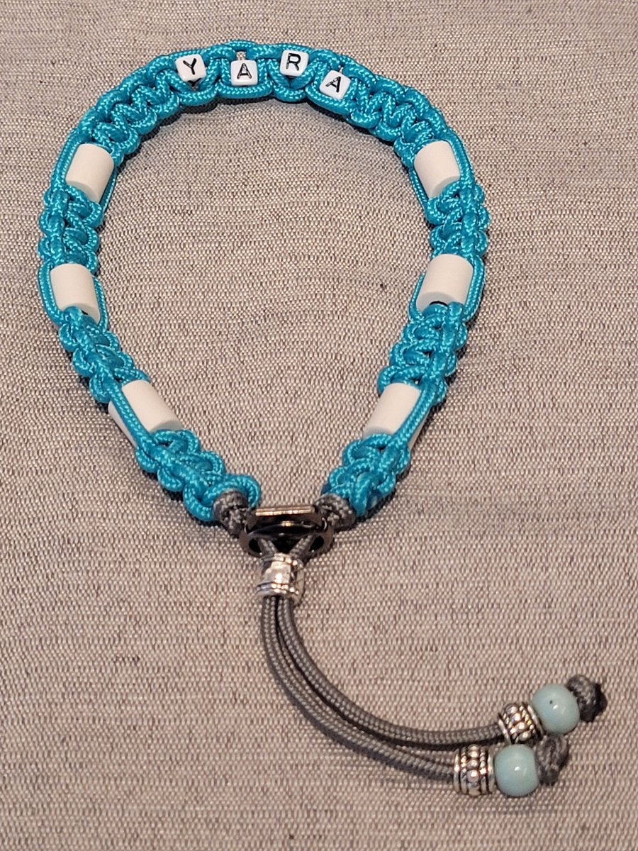 Anti- Vlooienband Tekenband Paracord met Naam 30-40CM TURQUOISE (GEEN RECHT VAN RETOUR)