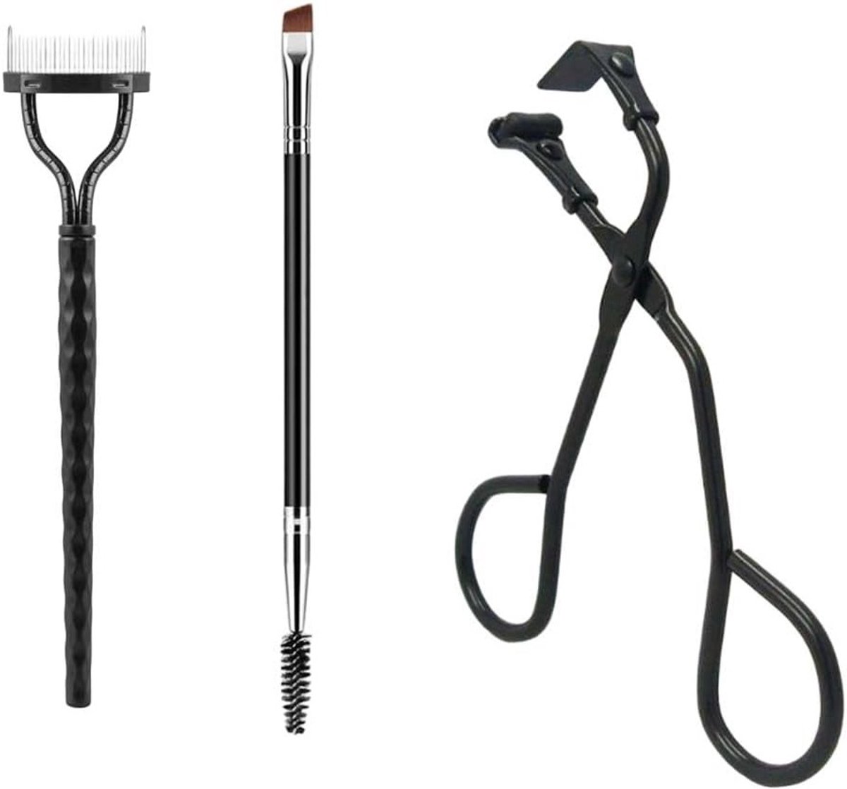 Gedeeltelijke wimpertangset voor onderweg, 3-in-1 wimpergereedschap met verwarmde wimpertang, precisie voor onderste wimpers en wenkbrauwborstel