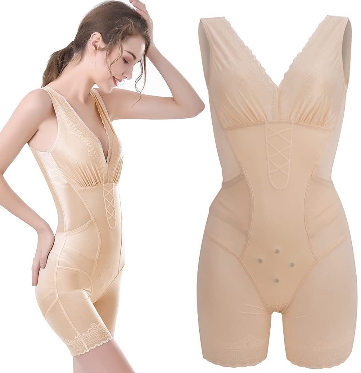 Dailygoods - Dailygoody - Body Shaping Jumpsuit - Postpartum Shapewear - Bil Lifting - Teint - Dames - Geschikt voor M/L/XL/XXL/XXXL