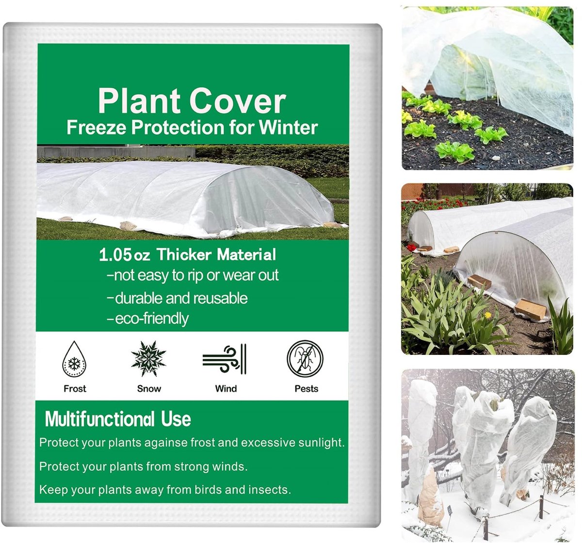 Dailygoods - Dailygoody - Tuinplant fleece - Vorstbescherming - 2 m x 10 m - Tuinbouw fleece hoezen - Bescherming buitenplanten tegen kou