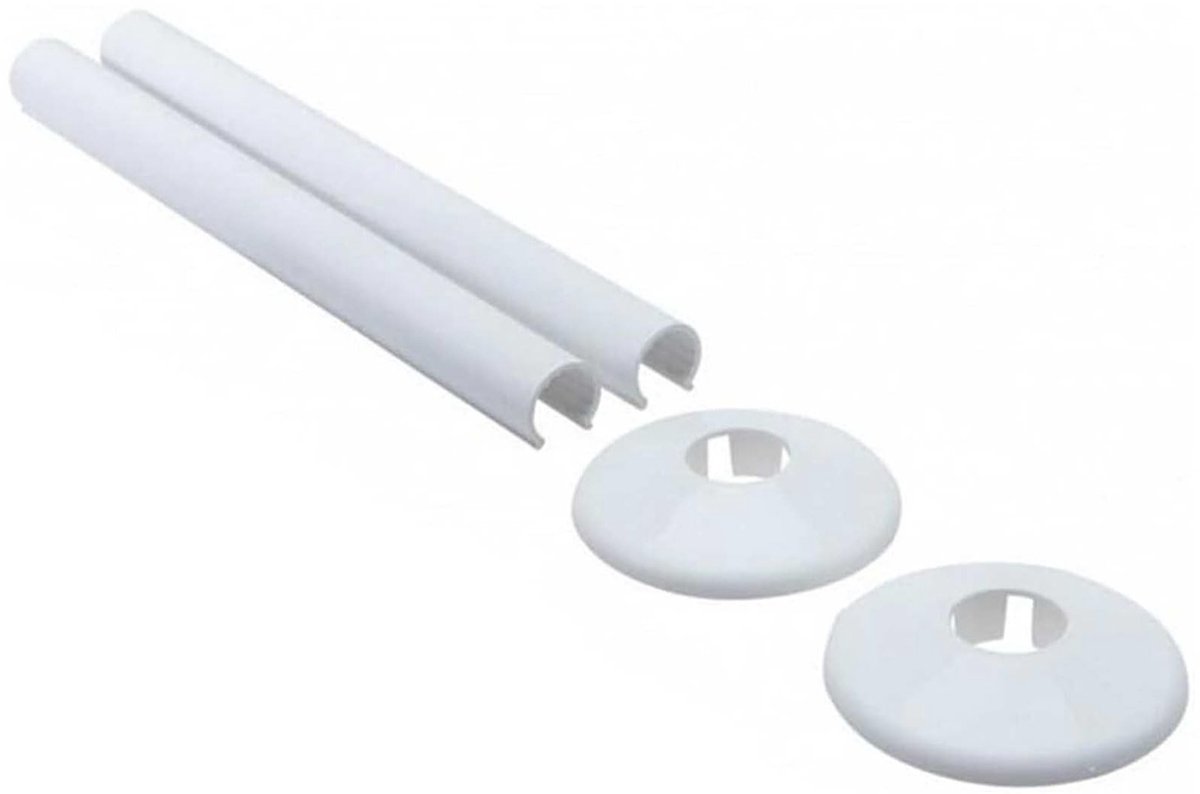 Dailygoods - Dailygoody - Set van 2 Pijpen Radiatorpijpafdekkingen - Chroom Esthetiek - Wit - Modern Design - Gemakkelijk Schoon te Maken - Voor Badkamer en Woonde