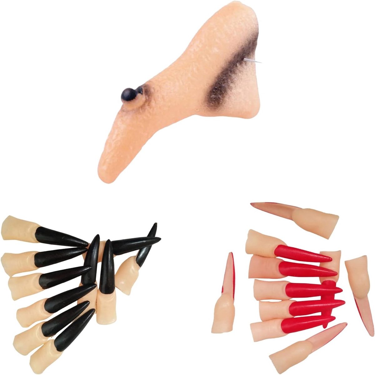 23-delige Halloween Nepnagels en Enge Heksneus voor Kostuumaccessoires en Cosplay Feestjes