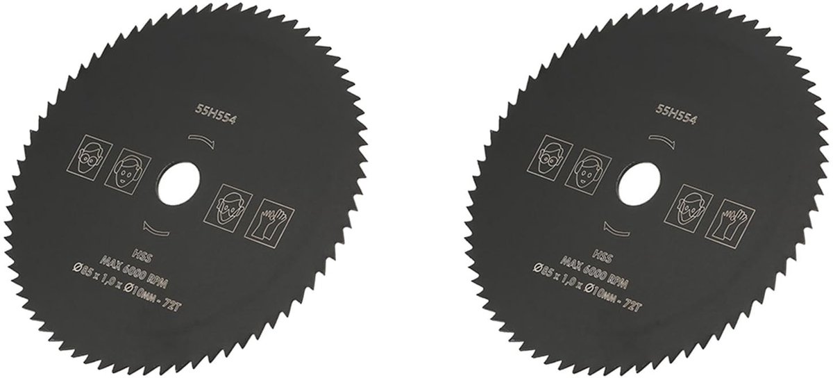 Dailygoods - Dailygoody - Cirkelzaagblad 2 Stuks - Doorslijpschijf - 85 mm x 10 mm - 72T - Geschikt voor Hout en Kunststof - Snelle en Gladde Sneden