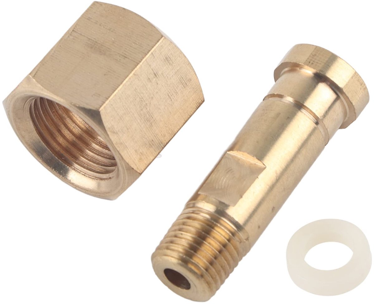 Dailygoody - CGA-320 Connector - Nipple - Corrosiebestendig - Klein - Hoogwaardige Brass - Voor CO2 Regulator - Met Waser