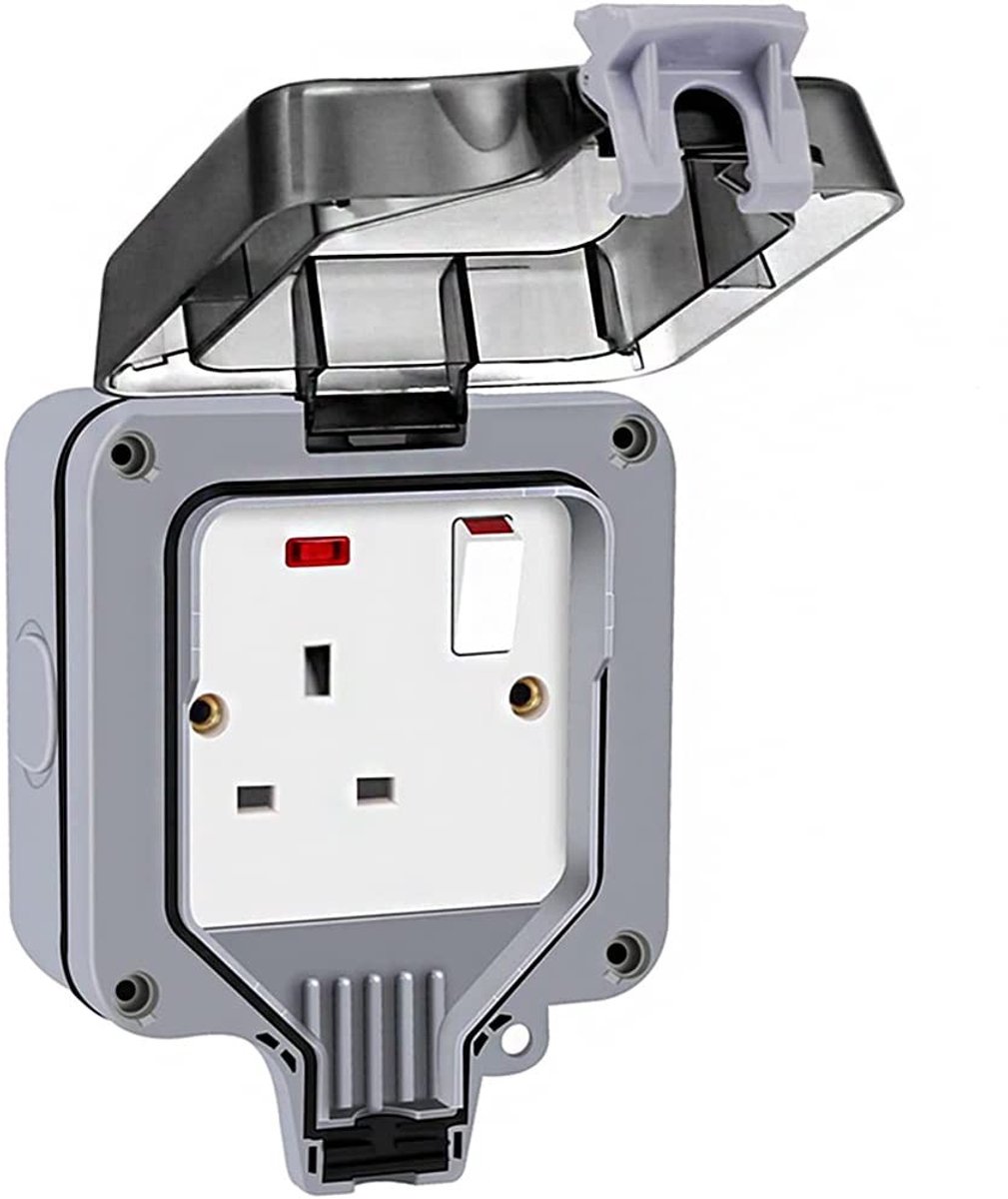 Dailygoody - Waterdichte Buitenstopcontact IP66 - 1 Gang Switched Socket -