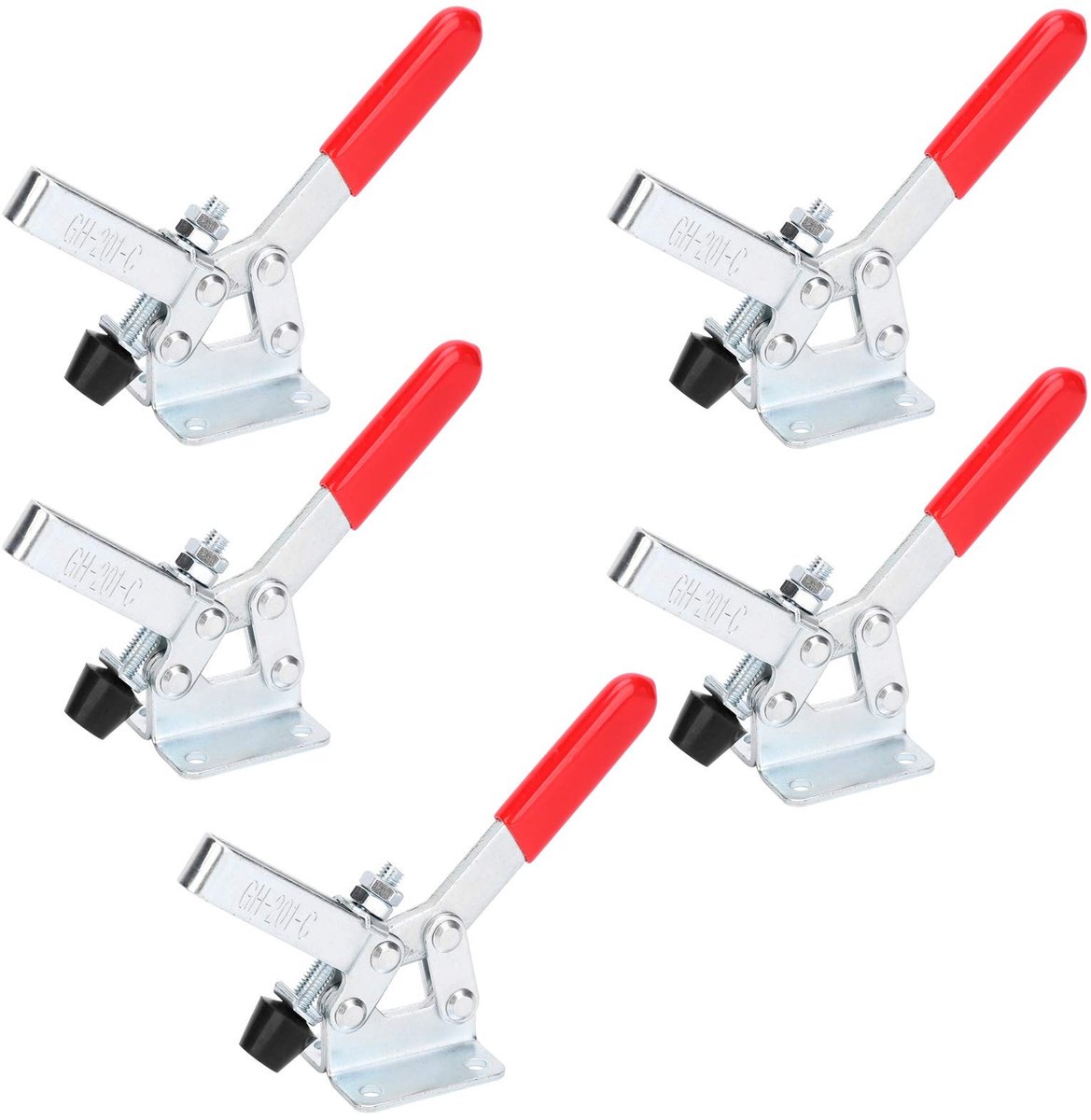 Dailygoody - Snelspanklem - Toggle Clamp - Hoge klemming kracht - Rood - Lassen en voertuigproductie - 5 stuks - Compact ontwerp