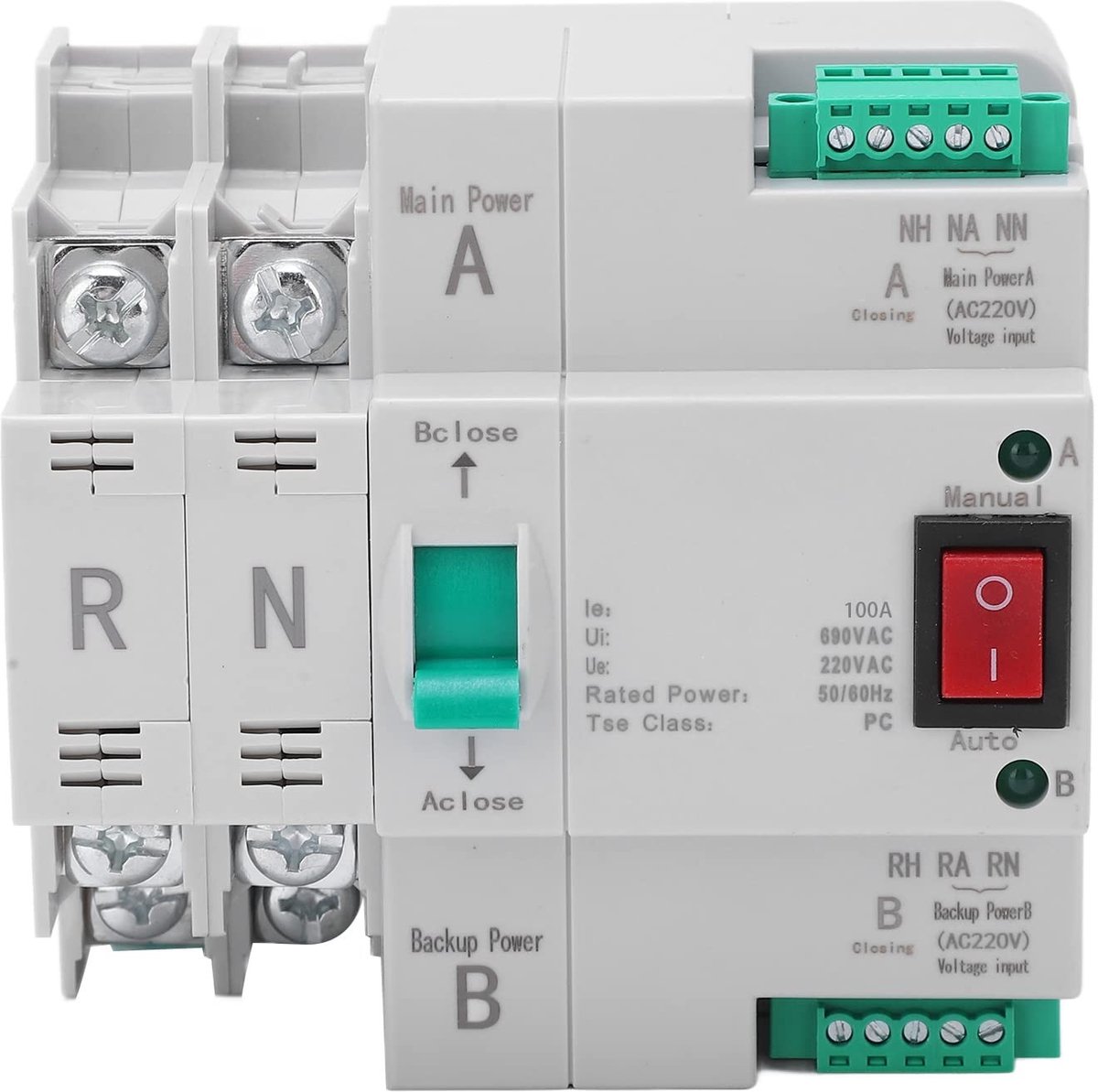 Dailygoody - Dual Power Automatische Overdracht Schakelaar - 2P Schakelaar - Betrouwbaar en Duurzaam - AC 220V - Elektrische Keuzeschakelaars - Voor P