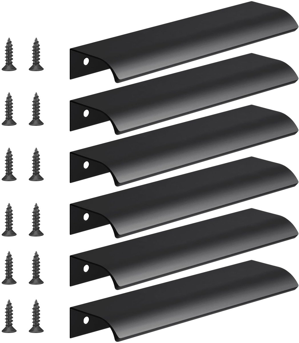 Dailygoods - Dailygoody - Verborgen Deurgrepen - Aluminium Handgrepen - Modern en stijlvol - Zwart 15 cm - Geschikt voor Keuken en Kasten - Hoogwaardige kwali