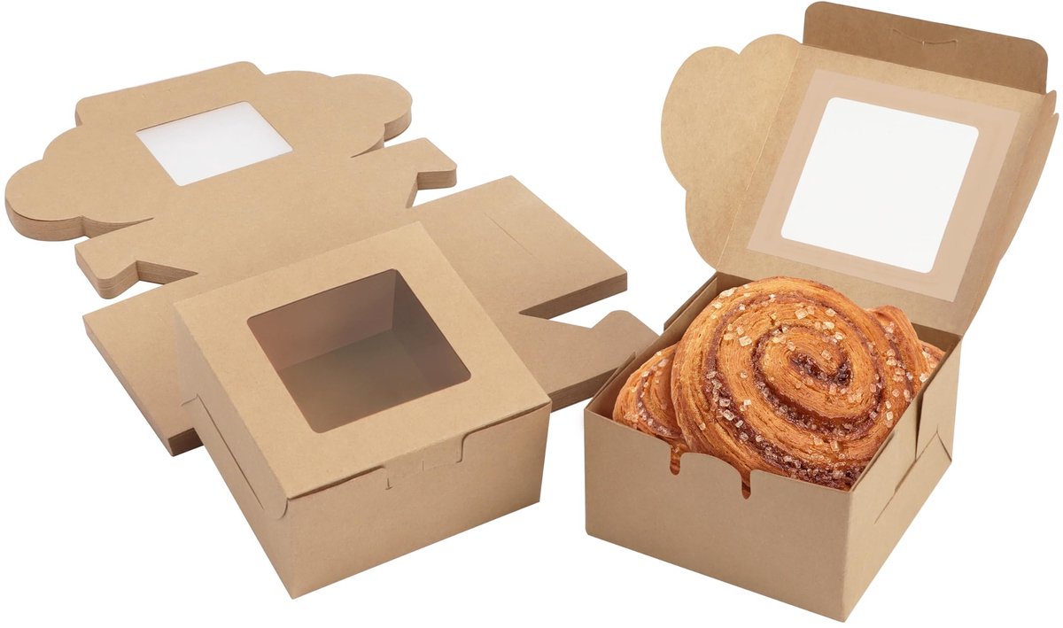 Dailygoody - Papieren Bakkerij Doosjes - Wegwerpverpakking - Klein Formaat - Koekjes en Taart - 50 Stuks - Perfect voor Feesten