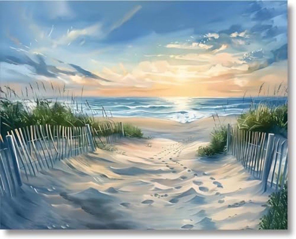 Schilderen op Nummer Volwassenen Landschap Zee - 50x40cm - Verf op Nummer Set met Canvas, Acrylverf, Penselen en Cadeauverpakking