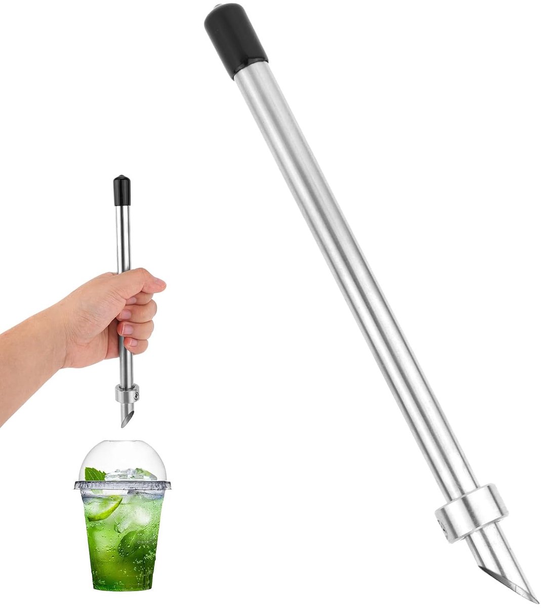 Een perforator met plastic deksel, gemaakt van roestvrij staal, geschikt voor limonadekraampjes, delicatessenverpakkingen, cafédranken, enz.