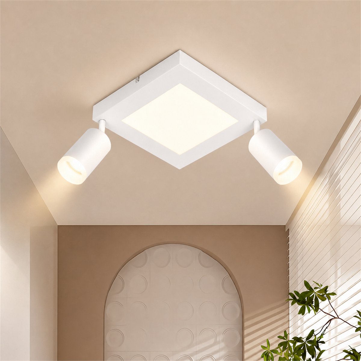 NETTLIFE Opbouwspot LED - 2-lichts - GU10 Fitting - wit - vierkant - 330° draaibar Plafond