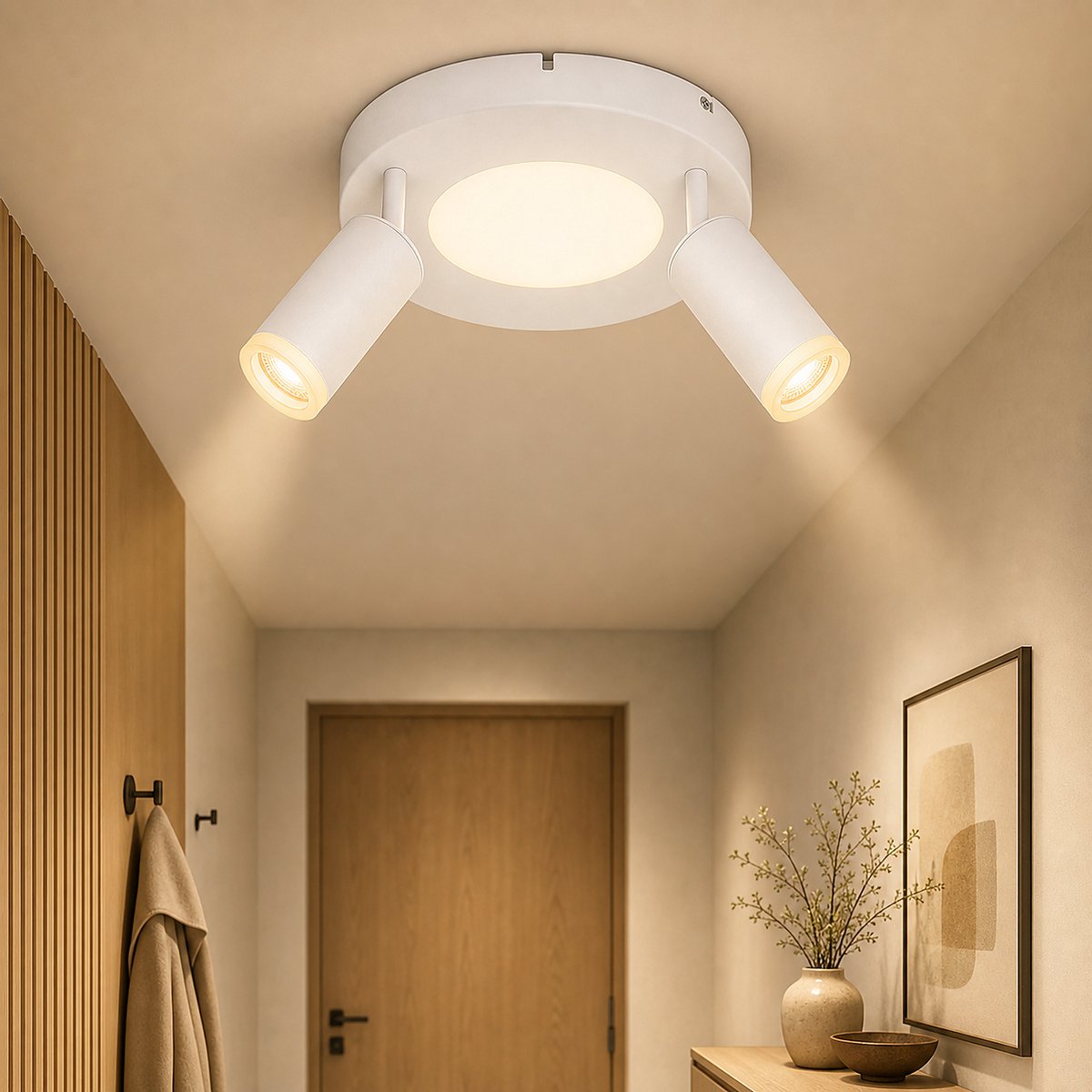 NETTLIFE Opbouwspot LED - 2-lichts - GU10 Fitting - wit - rond - 330° draaibar Plafondspot
