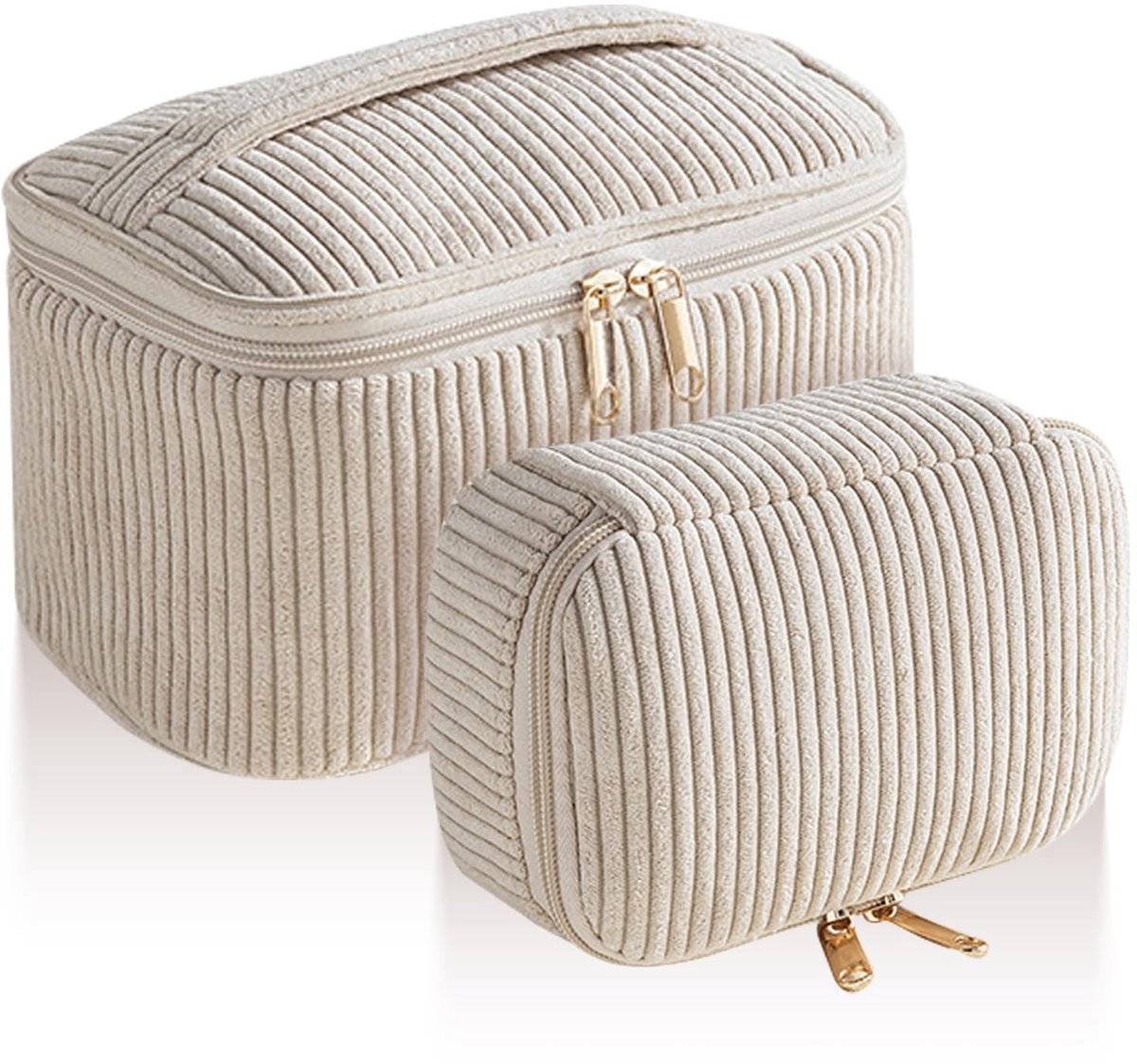 Dailygoods - Dailygoody - Cosmeticatas - Make-up tas - Stijlvol en praktisch - Zachte corduroy - Draagbare tas voor vrouwen - Perfect voor reizen en uitjes