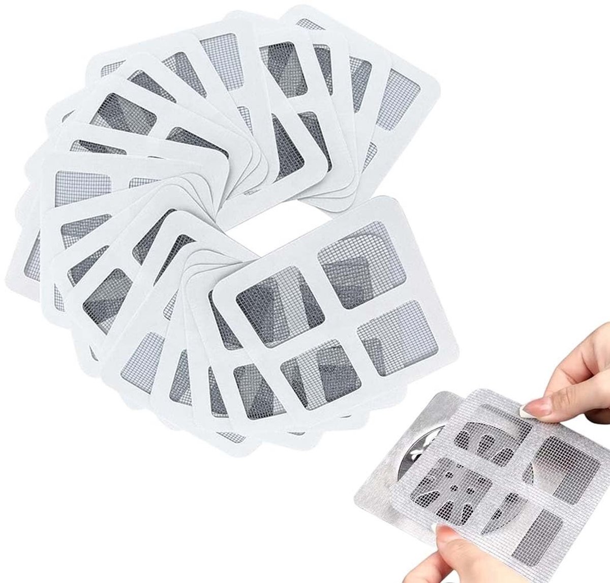 Dailygoods - Dailygoody - Wegwerp-haarvangers - Doucheafvoeren - Voorkom verstoppingen - 10 cm x 10 cm - Hygiënisch en duurzaam - Perfect voor badkamer en keuken -