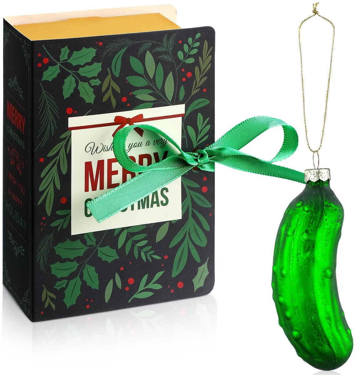 Dailygoods - Dailygoody - Kerst augurk Ornament - Geblazen Glas Komkommer - Gift Boxed - Groen - Kerstdecoratie - Perfect voor het uitwisselen van geschenken - Ges...