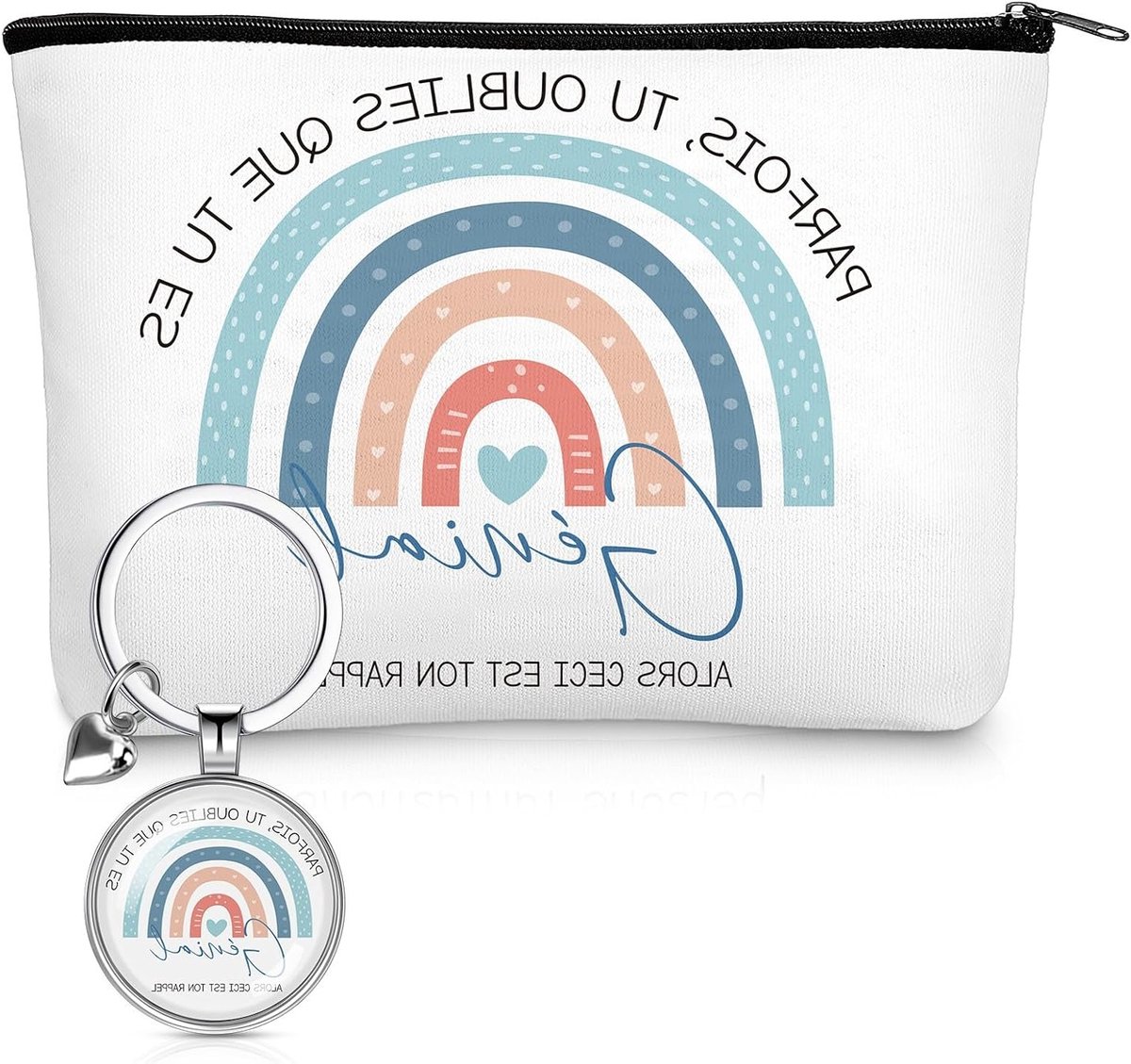 Motiverende make-up tas met sleutelhanger en regenboogdesign - Inspirerend afscheidscadeau voor collega's en vrienden, perfect voor Thanksgiving en andere gelegenheden