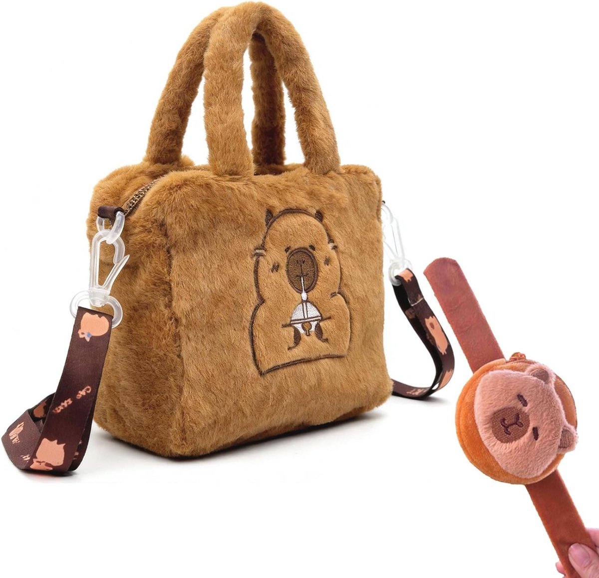 Schattige pluche schoudertas voor meisjes met capibara armband en schouderriem, ideale rugzak voor dagelijks gebruik en uitjes