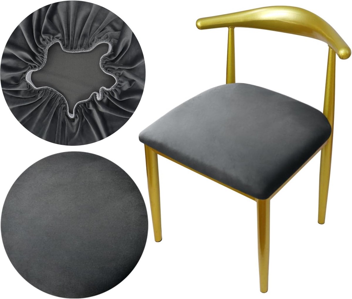 Ronde Stoelhoes van Luxe Stof, Diameter 36-50cm, Elastisch, Rekbaar, Kreukvrij en Wasbaar, Beschermend Tegen Stof en Vlekken (1, Grijs)