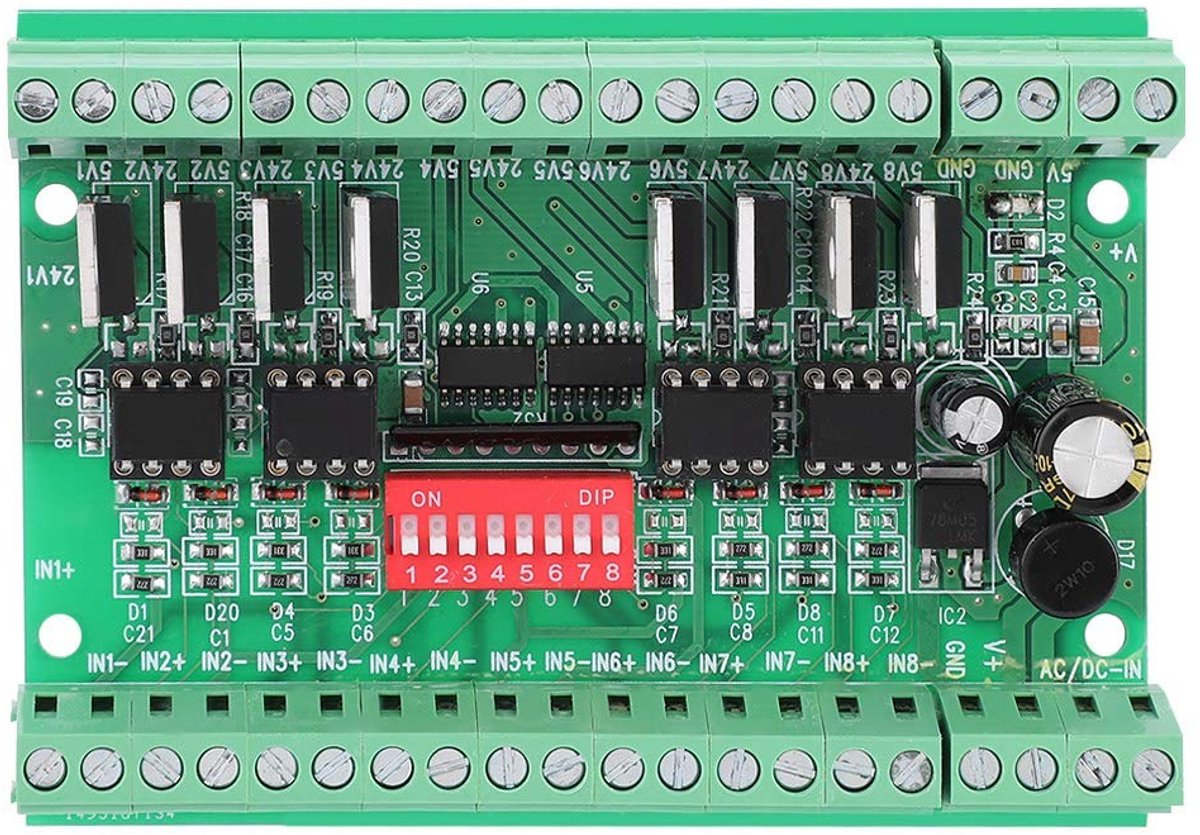 Dailygoods - Dailygoody - 8-5V 24V - 8-kanaals logic level converter - signaalomzetter - standaard - optocoupling - geschikt voor voertuigen - model 8-5V24V
