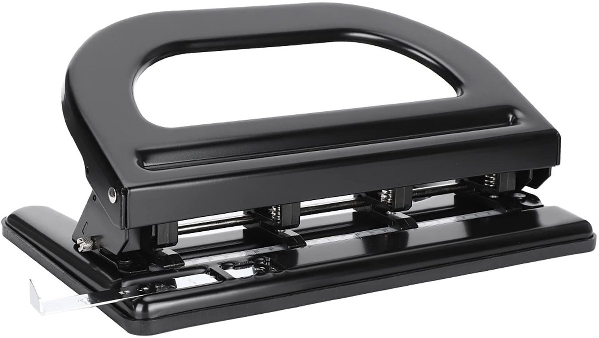 Dailygoods - Dailygoody - 4-Gaats Papierperforator - Handmatige Perforator - Verstelbare Ponsafstand - Kantoor en School - 30 Vellen Capaciteit - Inclusief Schroev.