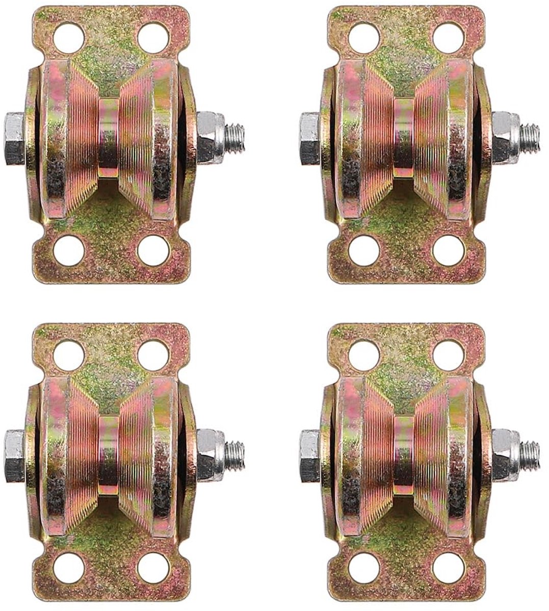 Dailygoods - Dailygoody - Zwenkkatrol voor Touwen - V-groef Stalen Katrol - Slijtvast en Chemisch Stabiliteit - 4 Stuks - Voor Doe-Het-Zelf Projecten - Voor Mechan
