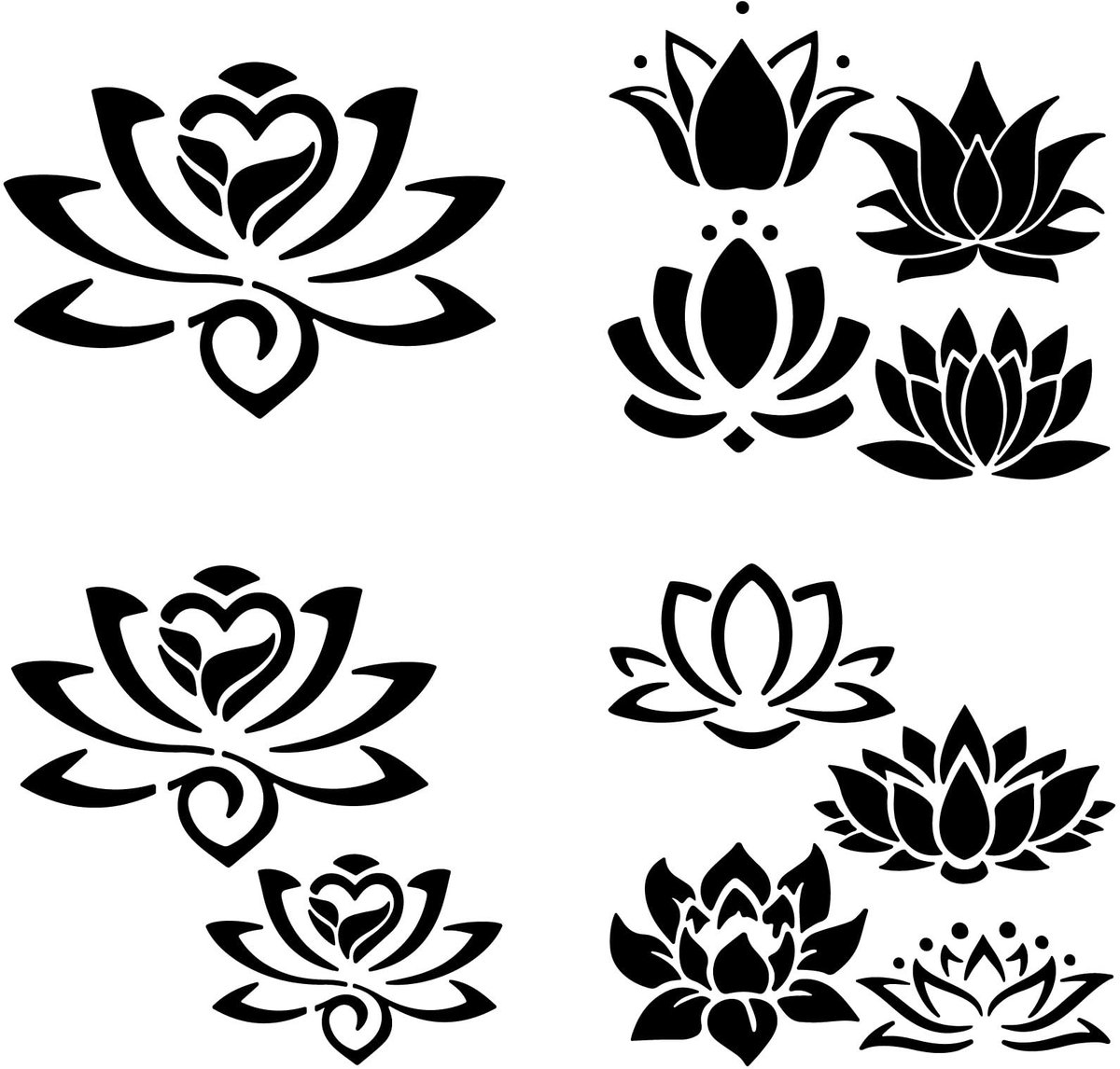 Dailygoods - Dailygoody - Lotusbloem Stickers - Waterdichte Autostickers - Zwart - Zelfklevend - Decoratie voor Auto en Motorfiets - 4 Stijlen