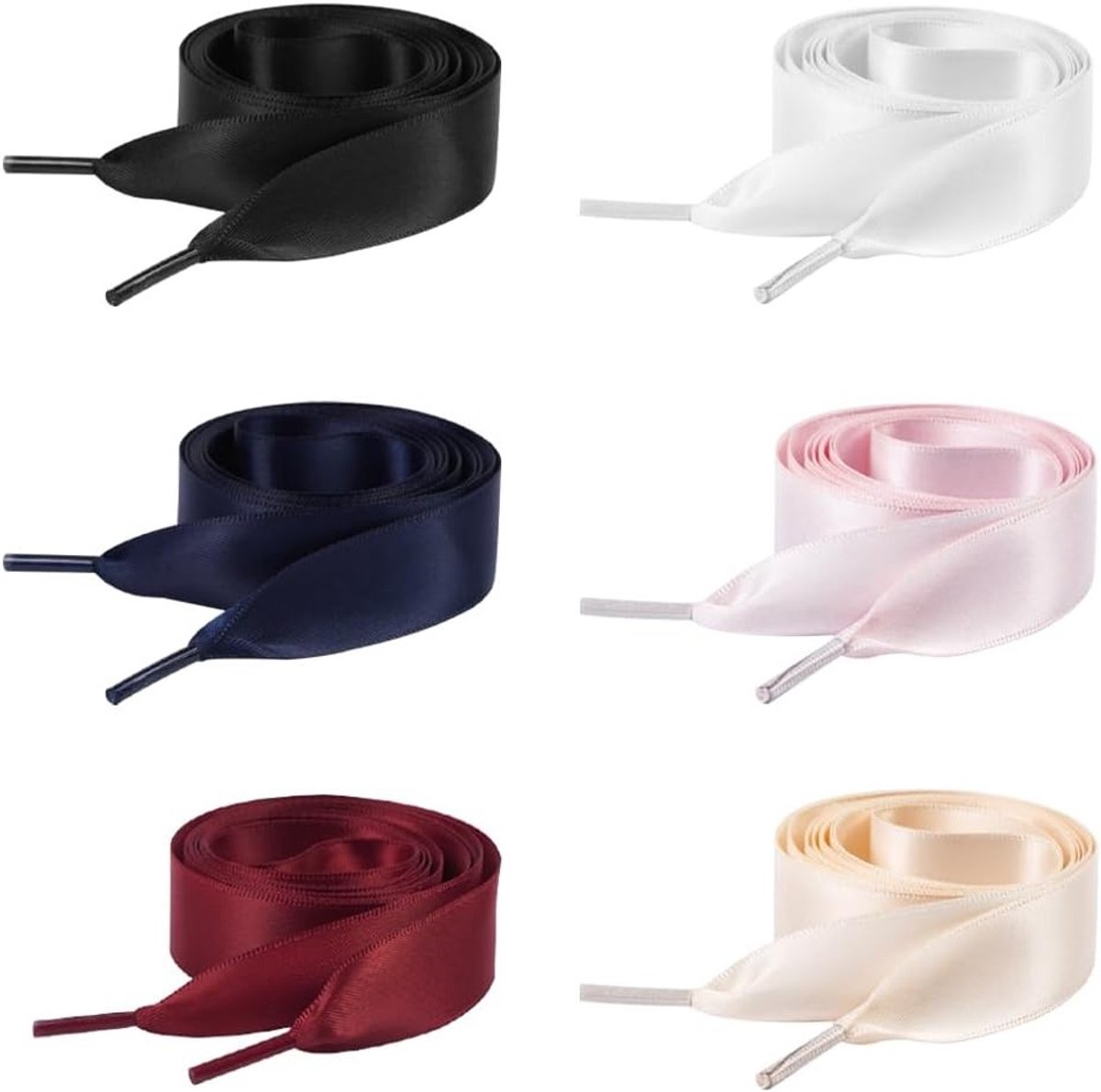 Zijdeachtige Veters in Meerdere Kleuren - 6 Paar 2cm Brede Platte Veters voor Sport- en Casual Schoenen, Duurzaam en Stijlvol