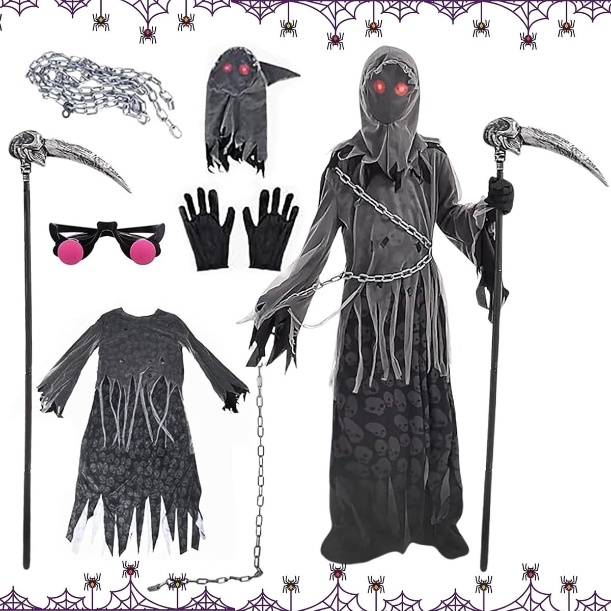 Halloween Heksencape voor Kinderen met Hoed, Pompoentas en Toverstaf - Grappige Kostuums voor Jongens en Meisjes, Perfect voor Halloween Feestjes en Cosplay