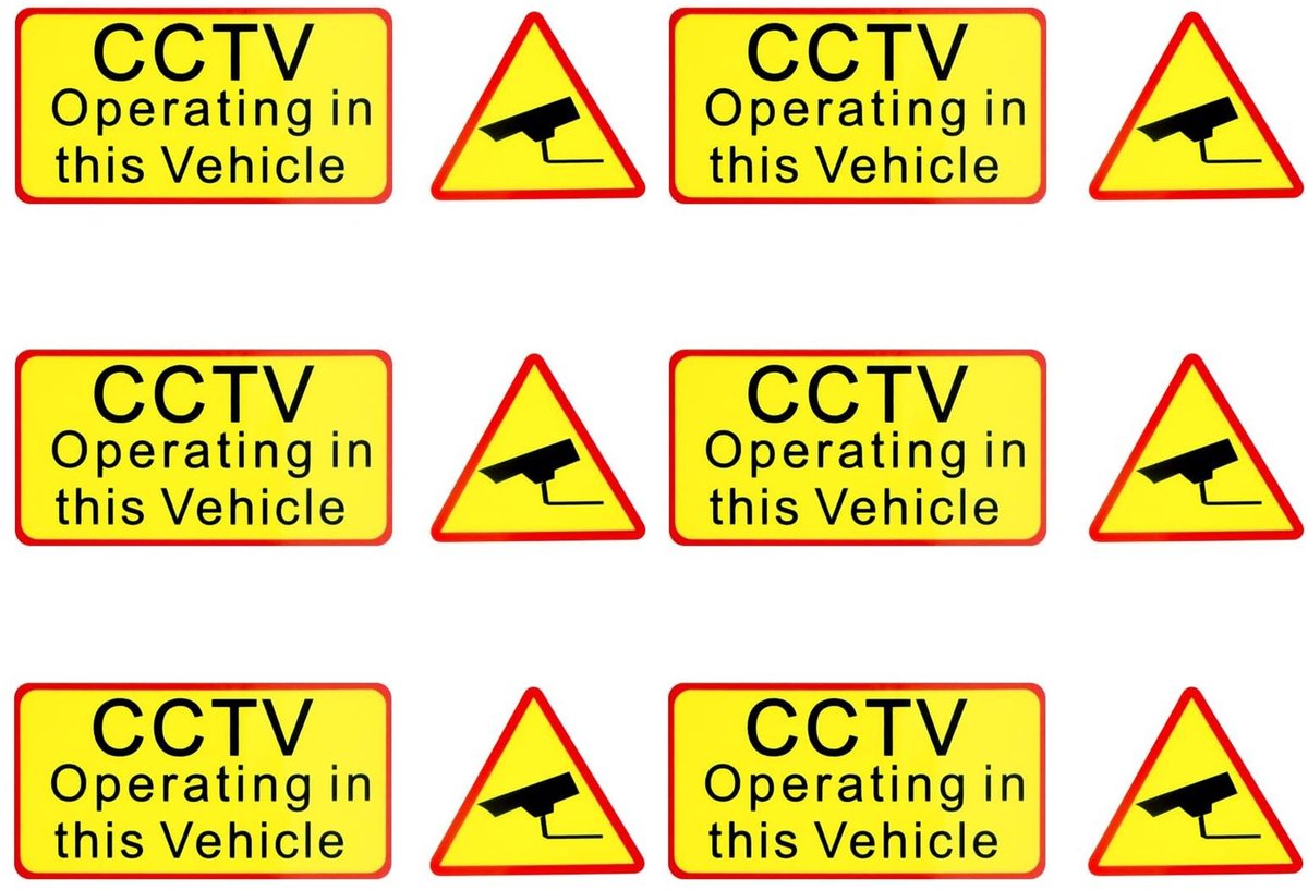 Dailygoods - Dailygoody - Stickers voor videobewaking - Waterdichte waarschuwingsborden - 12 stuks - Geel - In operatie - Geschikt voor binnen en buiten - 90 ...