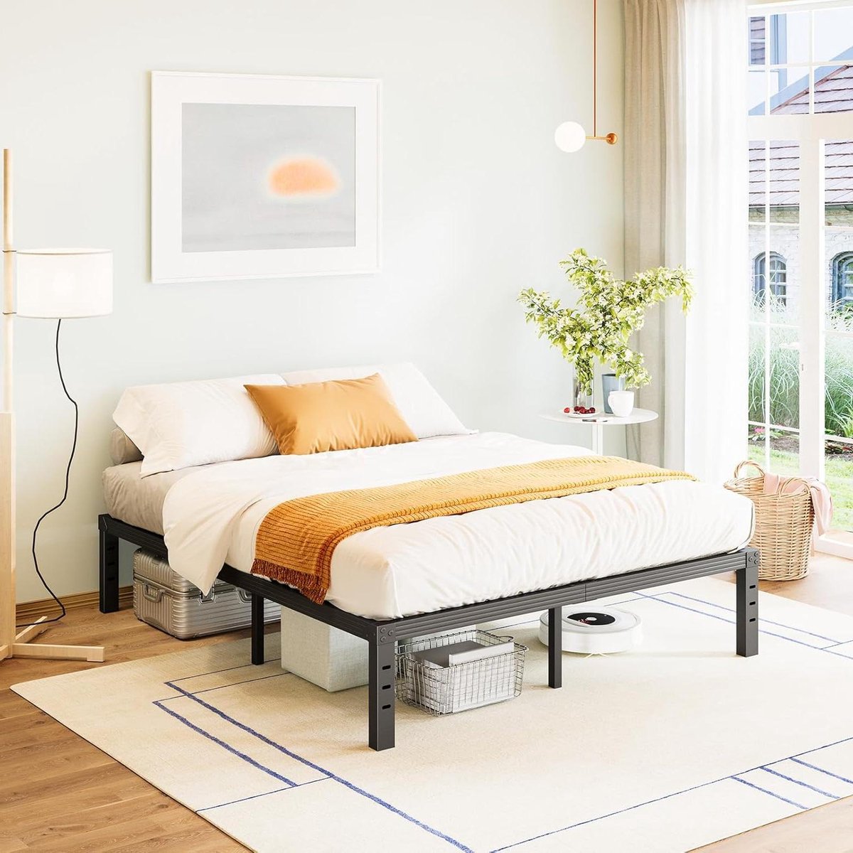 Metalen Bedframe - Bedframe Platform - Rustige Slaap - Geen Boxspring Nodig - 35 cm Hoog - Zwart