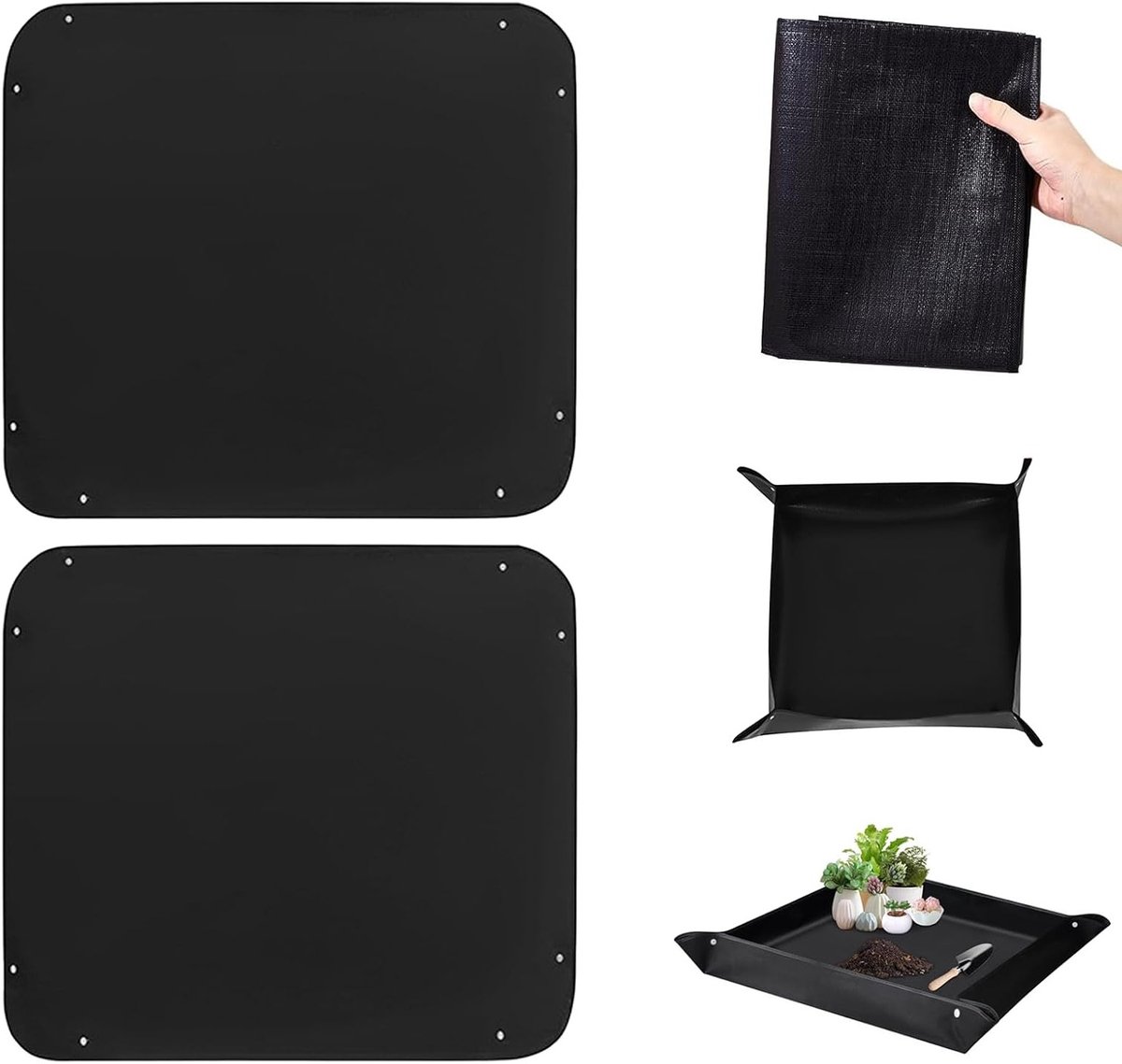 Set van 2 herplantmatten, waterdicht en eenvoudig schoon te maken, ideaal voor binnen- en buitentuinen. Perfect voor het verpotten van planten en het beschermen van oppervlakken.