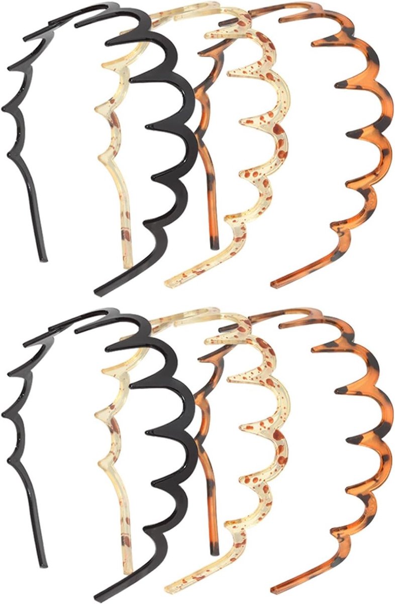 Set van 6 Wavy Plastic Kammetjes met Haai Tanden en Haarband voor Meisjes en Vrouwen, Perfect voor Styling en Haarverzorging