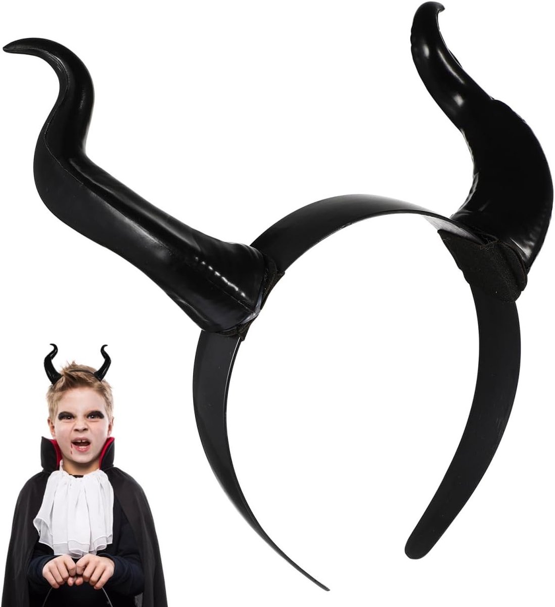 Halloween Hoorn Haarband - Gothische Haaraccessoires voor Feestjes - Zwart Hars, 20 x 17 x 5 cm, Perfect voor Kostuum en Decoratie