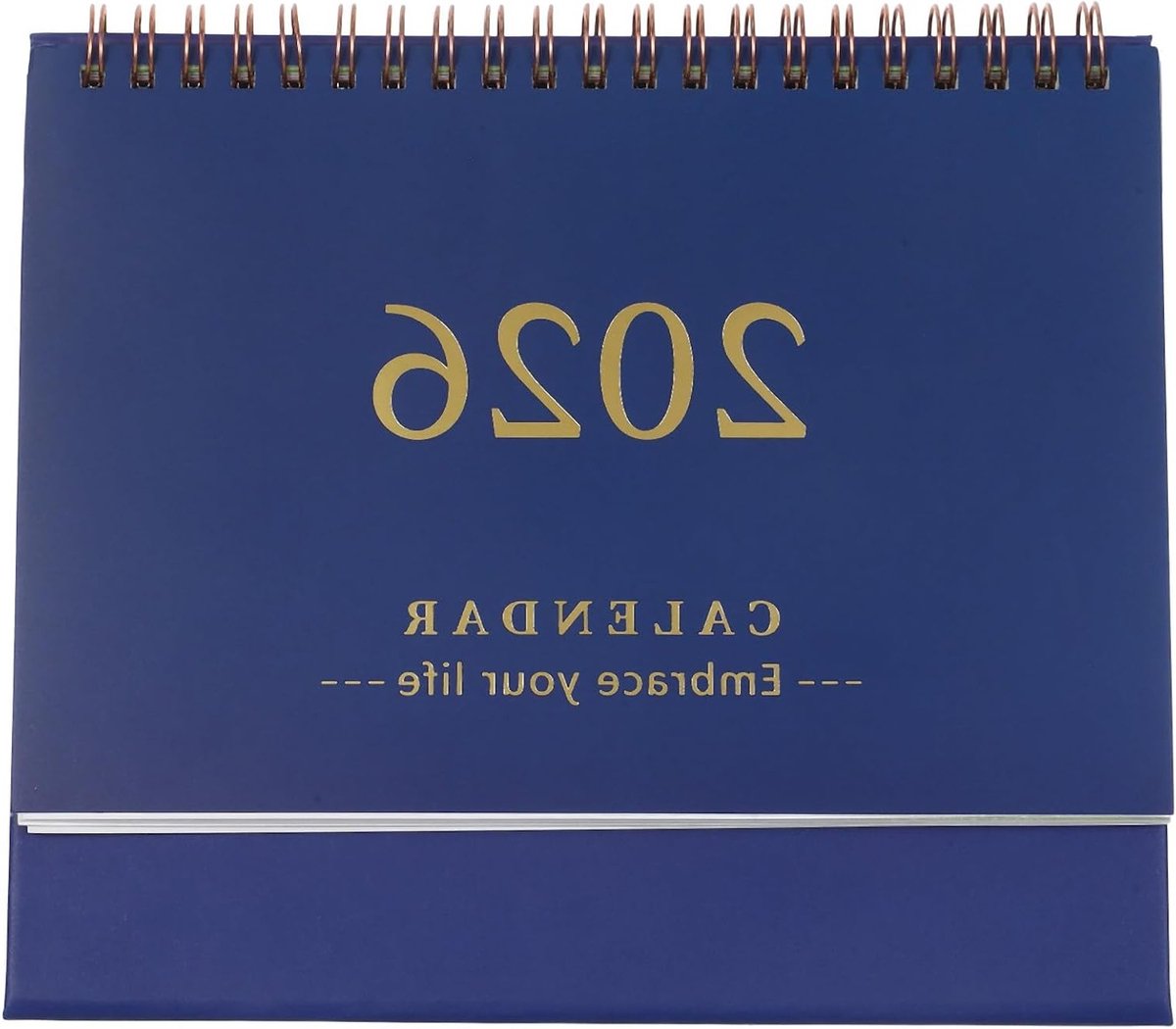 Compacte Staande Flip Kalender 2025-2026 voor Thuis, Kantoor en School - Donkerblauw, 18 x 16.5 cm, Perfecte Organiser en Planningshulp