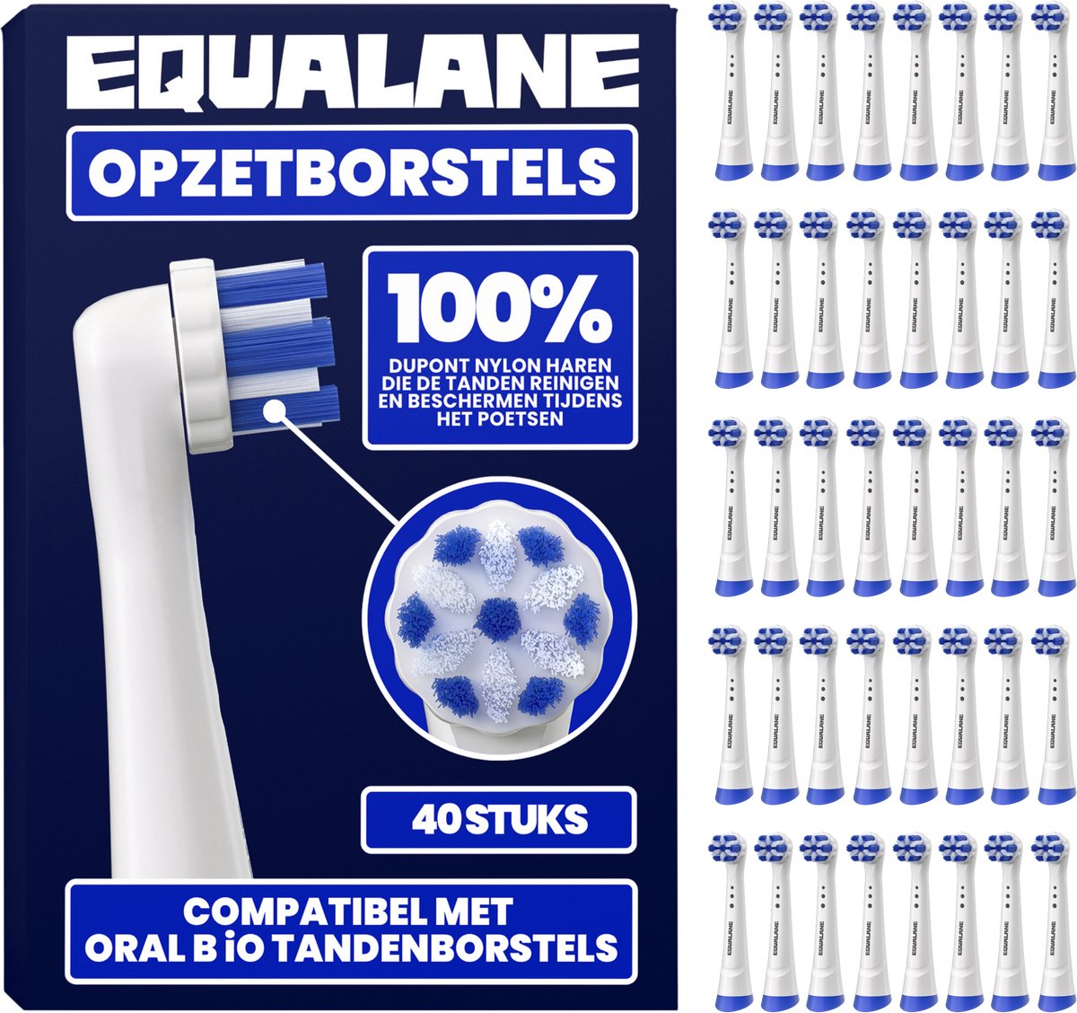 Opzetborstels geschikt voor Oral-B iO - Universele Opzetborstels - Normale Borstelharen - Wit - 40 Stuks