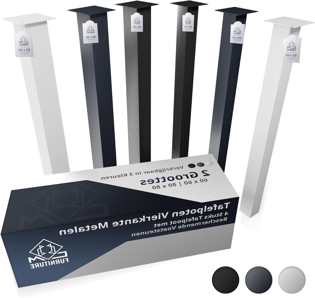 Tafelpoten Set - Bureauonderstellen Metaal - Meubels Maken - Vierkant Staal Profiel - Hoogte 72 cm - Antraciet