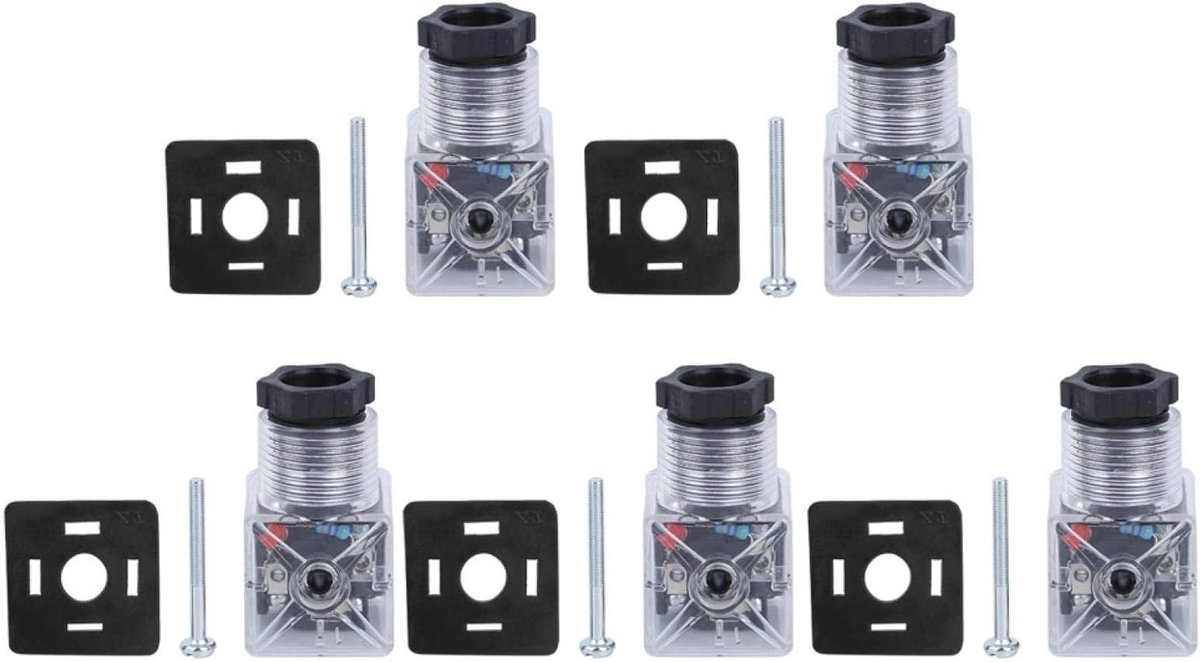 Vijf Stuks Waterdichte Pluggen voor Solenoïde Ventielen - Praktische Schroef Crimp voor Stabiele Waterdruk en Coils in de Industrie