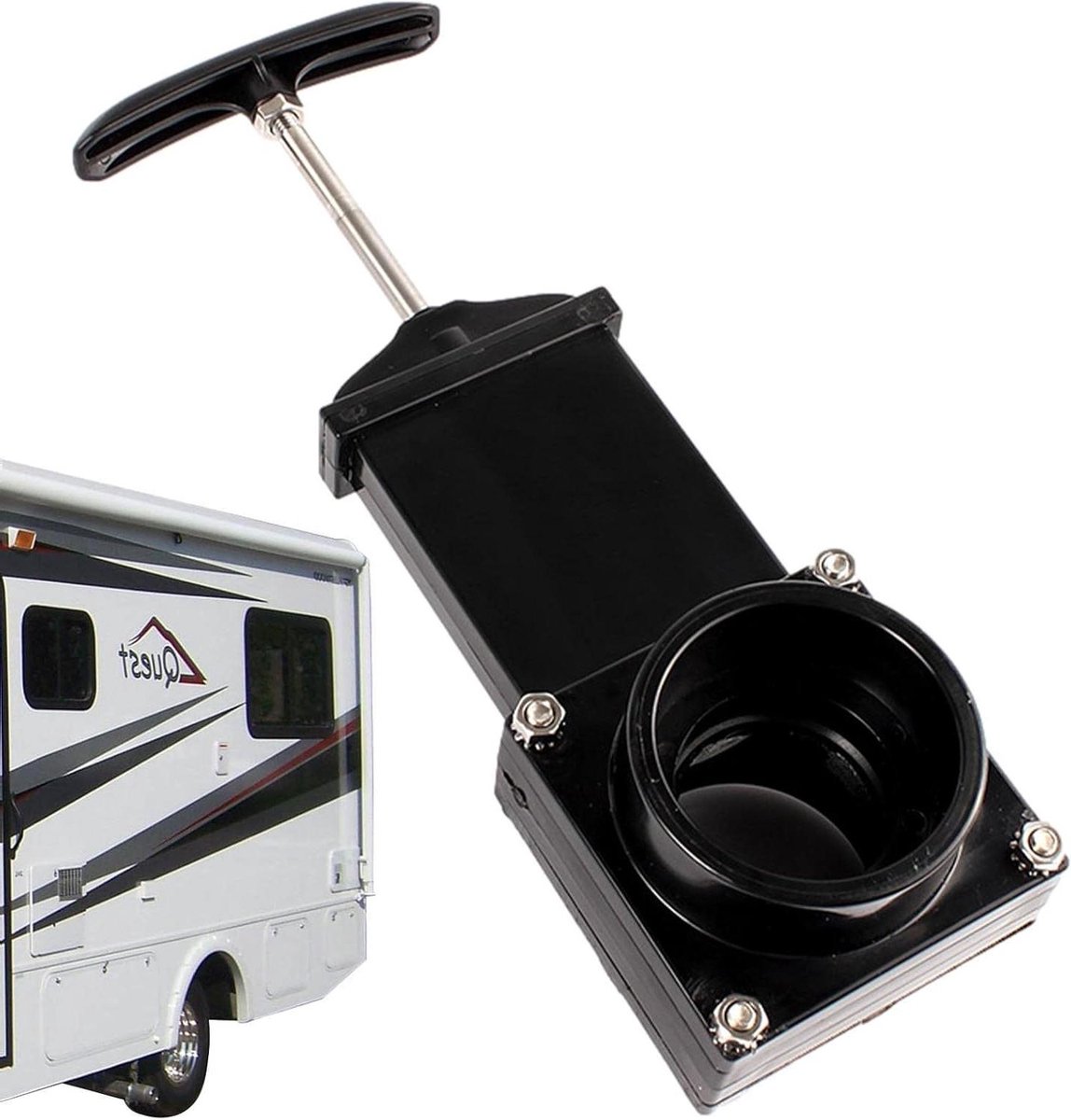 RV Afvoerklep - Afvalklep Camper - Afvalwater Afvoeren - Corrosiebestendig ABS - 50mm - Zwart