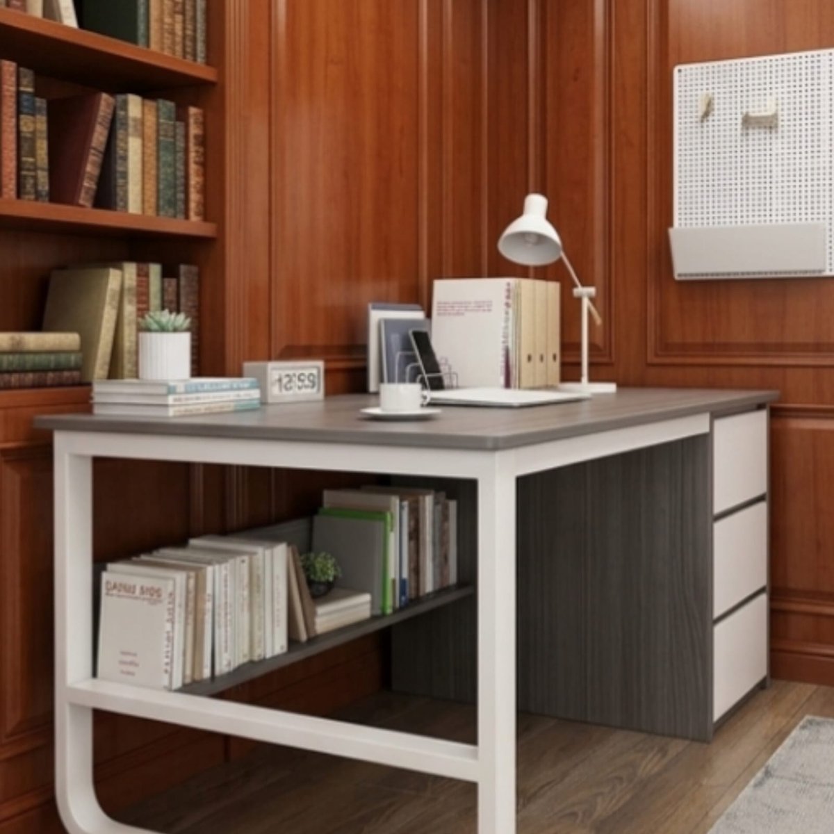 Hoekbureau met Boekenkast 120x48x75 cm – Modern Bureau met Laden, Computerbureau & Opbergruimte voor Thuiswerkplek en Slaapkamer (Kleur B) – Urbanhome