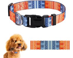 Verstelbare hondenhalsband met klassiek patroon voor comfort tijdens het wandelen en trainen van puppy's en honden van kleine, middelgrote en grote rassen, Bohemian Oranje, M/L