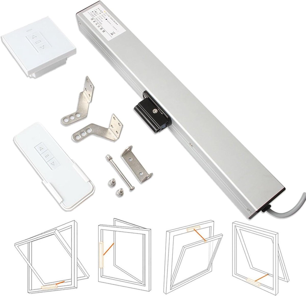 Elektrische Raamopener - Gemotoriseerde Raamopener Keten - Ramen Automatisch Openen - Dubbele Keten Stabiliteit - 600mm - Metaal