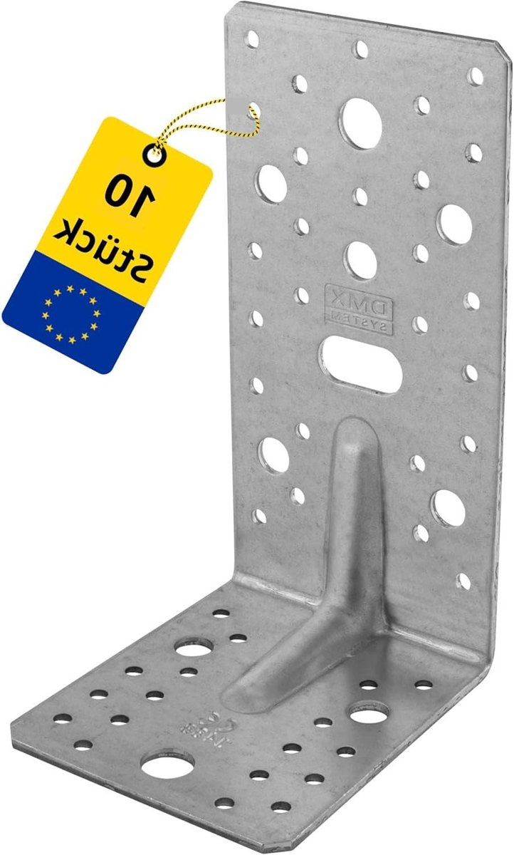 Hoekverbindingen Zware Belasting - Metaalverbinder Steunen - Houtconstructies Verstevigen - Thermisch Verzinkte Plaat - 172 x 105 mm - Zilver