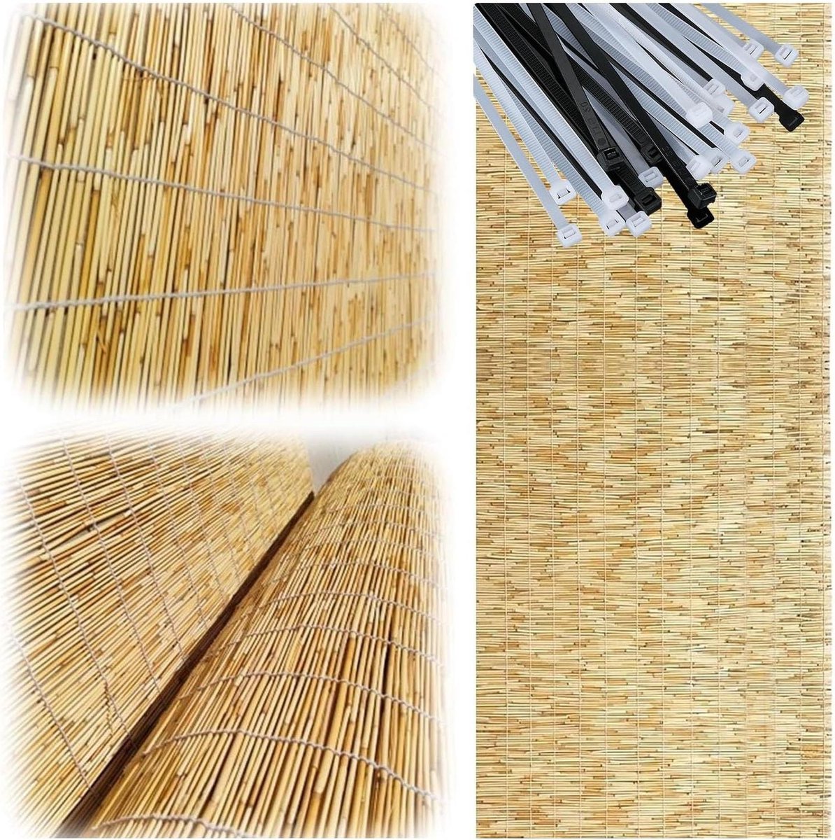 Gepelde Rietomheining - Tuinscherm Hekpanelen - Privacy Buiten - Trimbaar Dubbellaags - 2ft 3ft 4ft 5ft 6ft - Natuurlijk