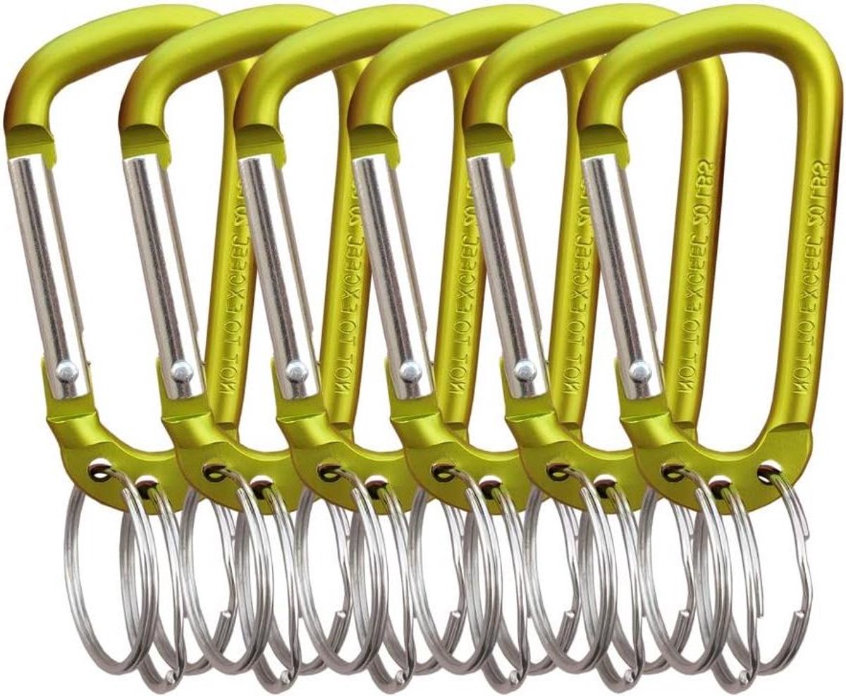 Karabijnhaak Clip - D-vorm Haak - Buitenactiviteiten Bevestigen - Aluminiumlegering Materiaal - 3 inch Lengte - Geel