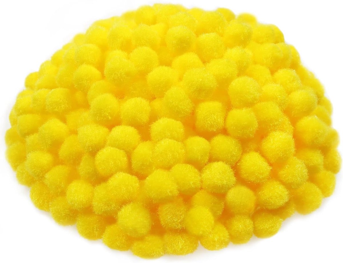 300 Stuks 2cm Fluffy Pompoms in Lichtgeel voor DIY Knutselprojecten en Decoraties